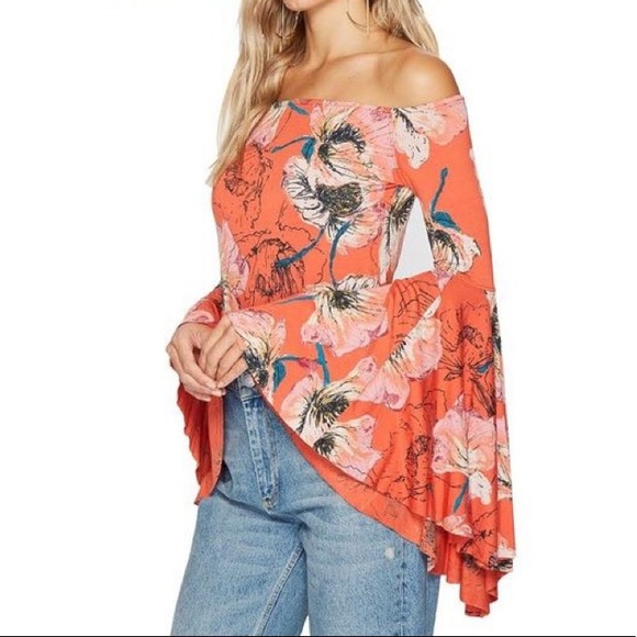 Free People Off the Shoulder Bell Sleeve Top - Picture 1 of 4